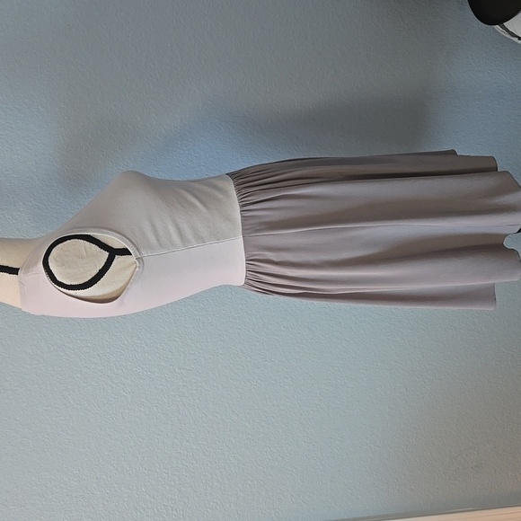 REBECCA TAYLOR Silk Pleated W/ Viscose Blend Top V Neck Midi Dress Gray Sz Small - Picture 7 of 13